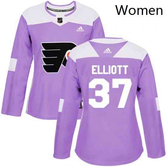 Womens Adidas Philadelphia Flyers 37 Brian Elliott Authentic Purple Fights Cancer Practice NHL Jersey